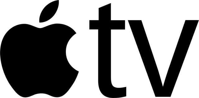 Black Apple TV logo on a white background