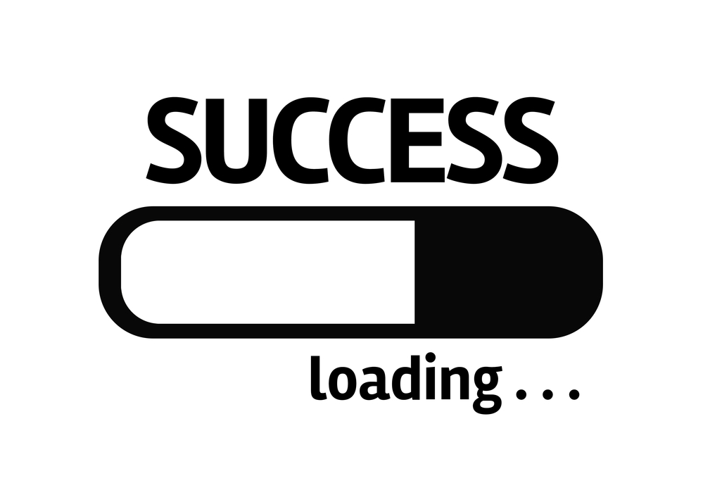 Black and white graphic of a loading bar with text that says "Success loading"